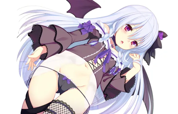 Girl, sexy, lingerie, blouse, panties, thighhighs, long hair, anime