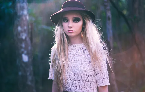 Взгляд, девушка, шляпа, блондинка