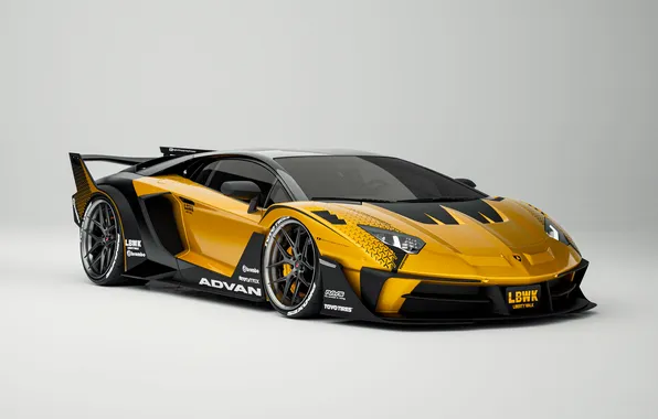 Lamborghini, Front, Lamborghini Aventador, Advan, Brembo, Liberty Walk, Вид Сбоку, Rays