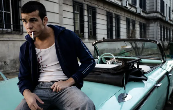 Машина, модель, сигарета, актер, Mario Casas, Марио Касас