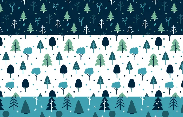 Зима, деревья, ёлки, Winter, pattern, collection
