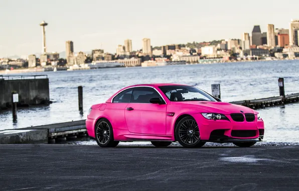 Картинка Pink, BMW, Розовая, Тюнинг, Набережная, БМВ, E92