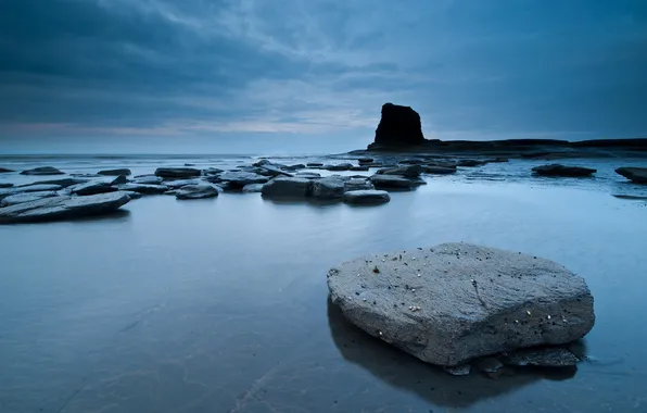 Море, пейзаж, ночь, камни