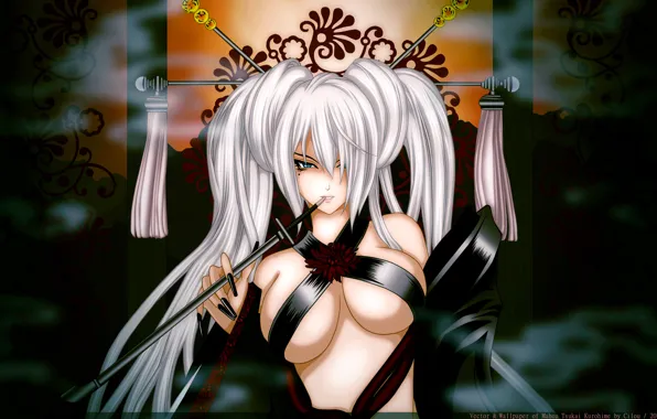 Грудь, девушка, трубка, mahou tsukai kurohime