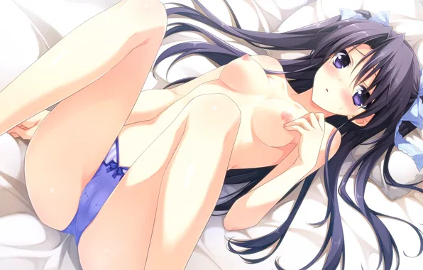 Girl, sexy, lingerie, panties, long hair, nipples, boobs, anime