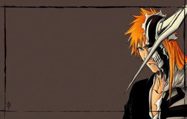 Фон, аниме, рамка, арт, Bleach, Блич, Ичиго Куросаки