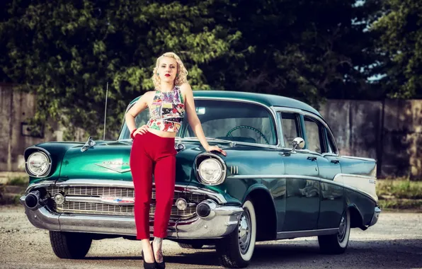 Картинка машина, девушка, поза