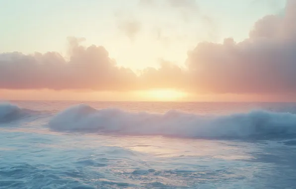 Sunrise, Ocean, Waves, Tranquil