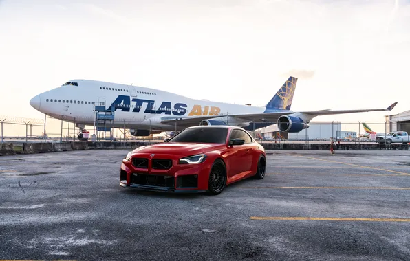 BMW, Red, Airplane, BMW M2