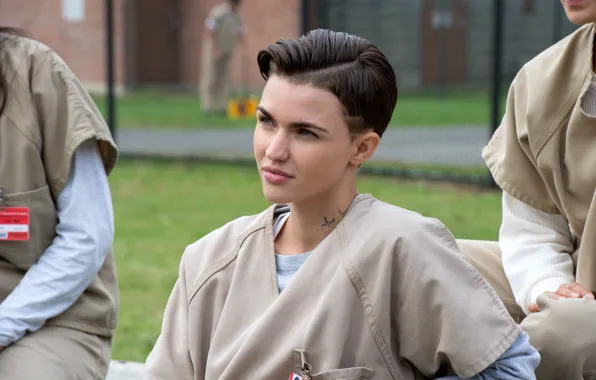 Взгляд, брюнетка, прическа, тюрьма, tattoo, prison, Orange Is the New Black, Ruby Rose