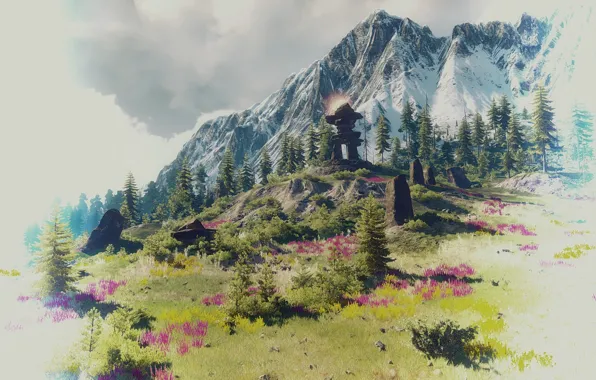 Картинка пейзаж, камни, гора, The Witcher 3