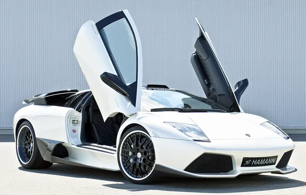 Белый, Lamborghini, двери, Hamann, автомобиль, Murcielago, передок, LP640
