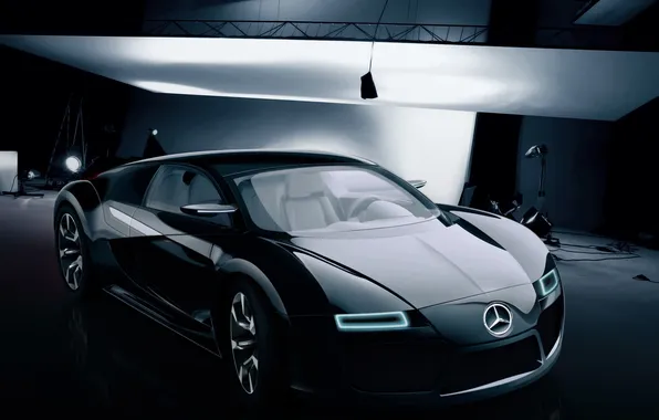 Картинка фон, фары, Mercedes, кузов, классно, Benz SLS Concept