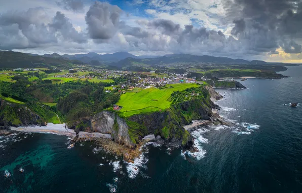 Картинка море, облака, скалы, побережье, Spain, Asturias, Daniel Burton