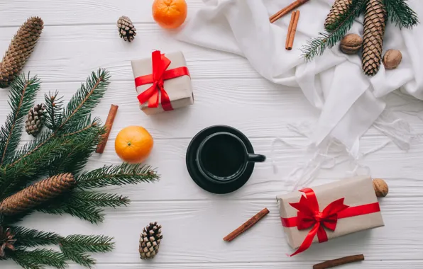 Картинка украшения, Новый Год, Рождество, подарки, Christmas, wood, New Year, coffee cup
