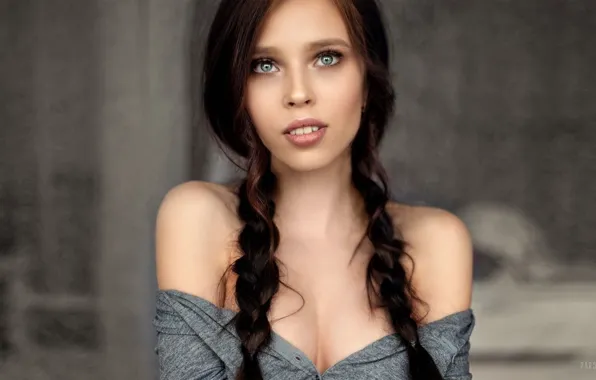 Девушка, Фото, Взгляд, Модель, Губы, Girl, Волосы, Косички