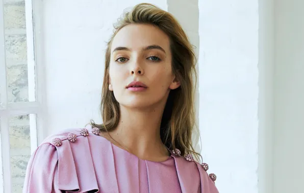 Картинка взгляд, девушка, лицо, портрет, окно, Jodie Comer