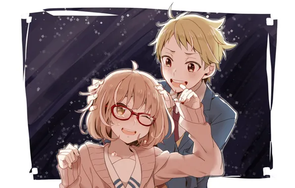 Аниме, арт, двое, kyoukai no kanata, kuriyama mirai, kanbara akihito