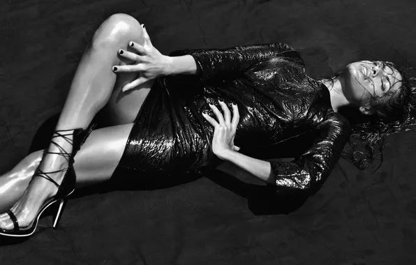 Картинка девушка, актриса, Eva Mendes, черно-белое, Ева Мендес