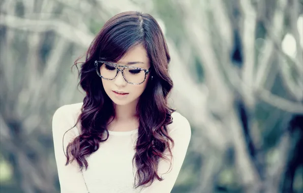 Картинка девушка, очки, шатенка, азиатка