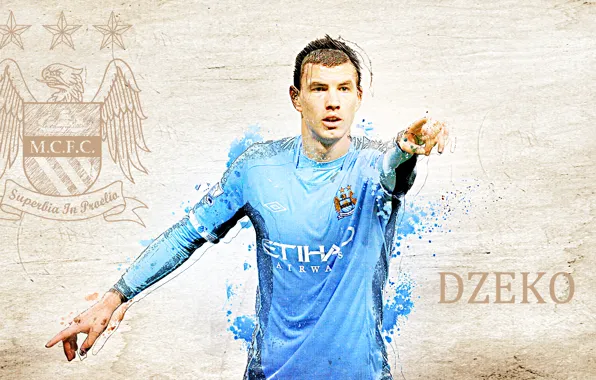 Wallpaper, football, England, Manchester City FC, Edin Dzeko