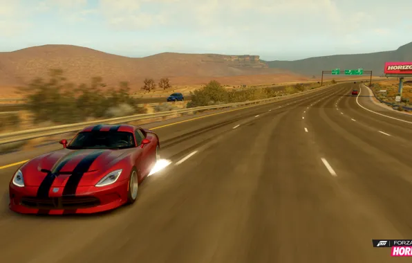 Дорога, пейзаж, viper, dodge, forza