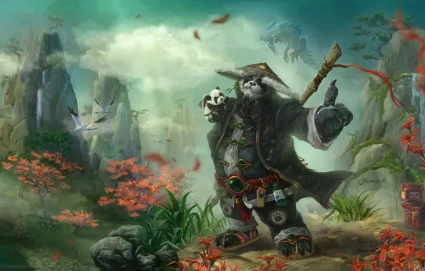 Картинка монах, WoW, World of Warcraft, пандарен, Pandaren
