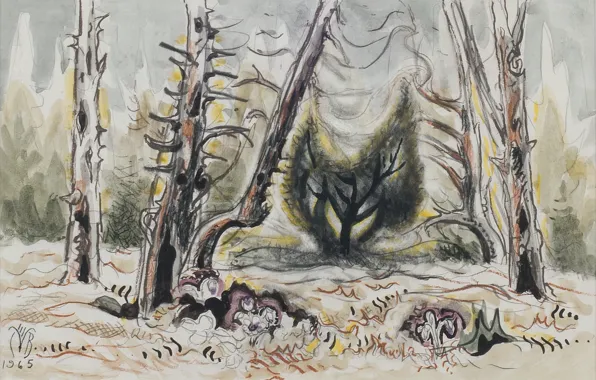 1965, Charles Ephraim Burchfield, Hepaticas and Tree Spirit