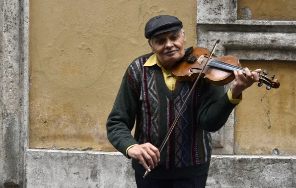 Музыка, улица, скрипка, человек
