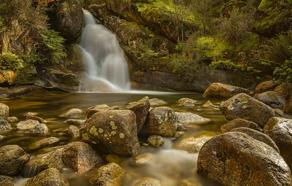 Картинка камни, водопад, поток, Виктория, Австралия, гора Буффало