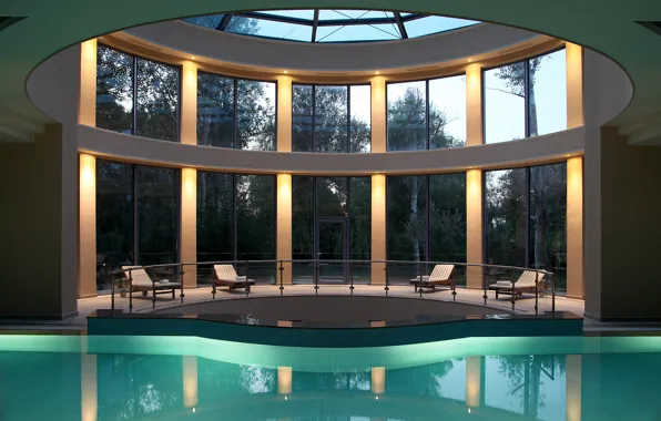 Дизайн, стиль, интерьер, бассейн, помещение, Corinthia, Alkyon resort, hotel spa