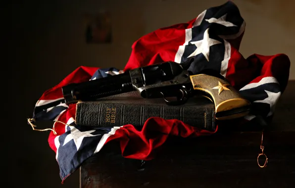 Revolver, Bible, Confederate Flag