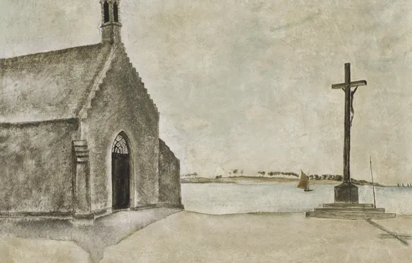 Река, крест, 1920, Tsuguharu Foujita, Часовня Нотр-Дам-дю-Бон в Конкарно