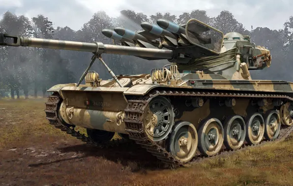 Рисунок, ПТУР, AMX-13, ATGM, французский лёгкий танк, SS-11