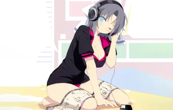 Girl, sexy, cleavage, dress, boobs, anime, blue eyes, beautiful