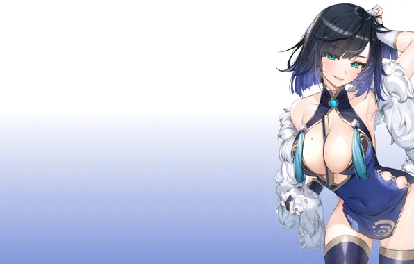 Girl, hot, sexy, sexy girl, blue, anime, short hair, babe