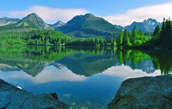 Отражение, Горы, Озеро, Štrbské Pleso