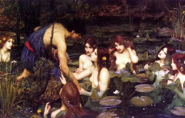 Картина, произведение, hylas and the nymphs, john william waterhouse, 1896