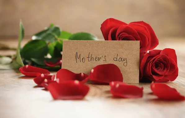 Картинка букет, лепестки, red, romantic, gift, roses, красные розы, Mother's Day