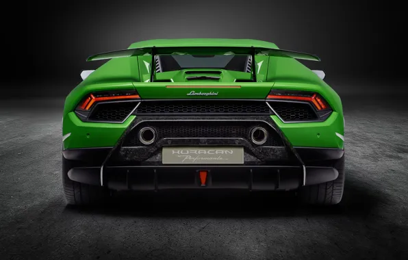 Lamborghini, суперкар, вид сзади, Performante, Huracan