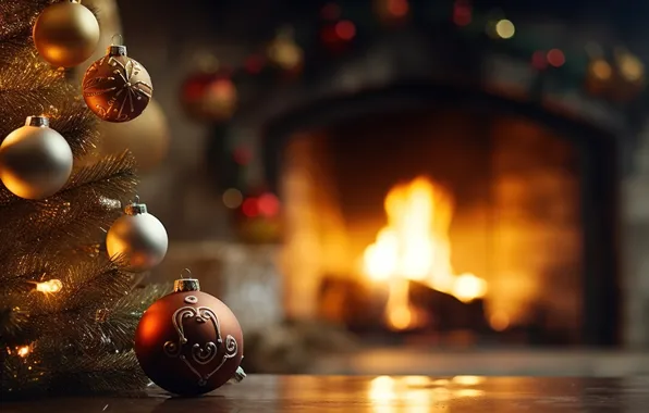 Картинка украшения, шары, елка, Новый Год, Рождество, golden, new year, Christmas