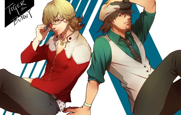 Арт, парни, двое, напарники, Котецу, Тигр и кролик, Барнеби, Tiger and Bunny