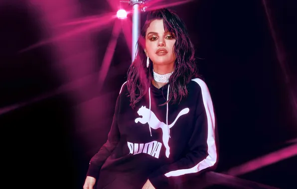 Портрет, брюнетка, костюм, певица, красотка, фотосессия, Селена Гомес, Puma