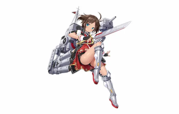 Girl, sexy, shorts, blouse, thighhighs, brown hair, anime, beautiful