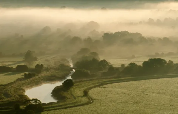 Картинка пейзаж, туман, утро, долина