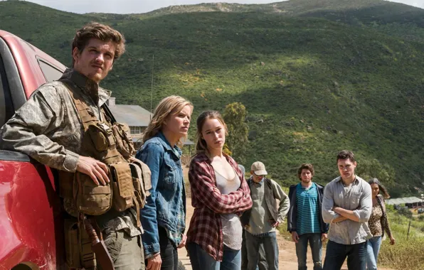Girl, woman, man, survivor, knife, The Walking Dead, uniform, apocalypse