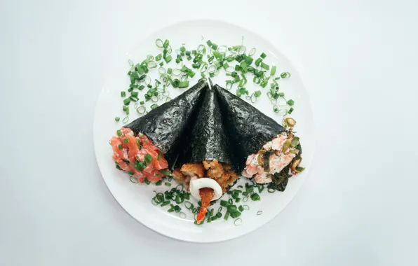 Sushi, shrimp, salmon