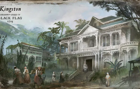 Картинка деревья, дом, здание, Черный Флаг, Assassin’s Creed IV: Black Flag, Кредо Убийцы IV