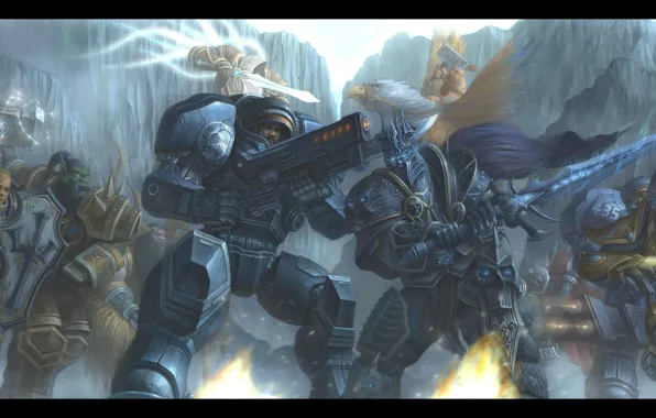 Starcraft, Warcraft, arthas, Jim Raynor, Thrall, Tyrael, Heroes of the Storm, Archangel of Justice