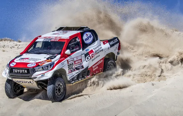 Песок, Машина, Toyota, Hilux, 302, Rally, Внедорожник, Ралли